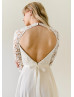 Fitted Sleeves Ivory Lace Tulle Modern Wedding Dress